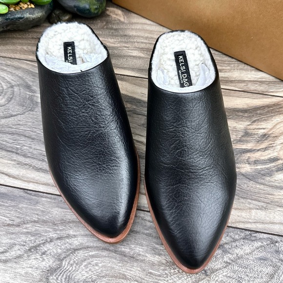 NIB Kelsi Dagger Sail 7M Sherpa Lined Mules Rustic Leather Faux Shearling - Picture 2 of 10